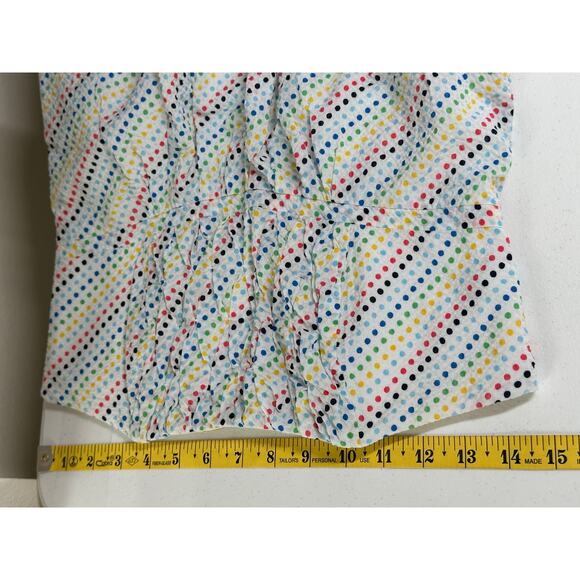 Lilly Pulitzer Dress Womens 2 White Rainbow Polka Dot Strapless Seersucker Beach - Picture 10 of 12
